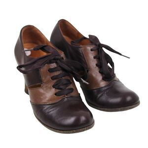 VTG NAYA JASPER TAN BROWN GENUINE LEATHER MID HEEL ROUND TOE LACES SHOES 6M